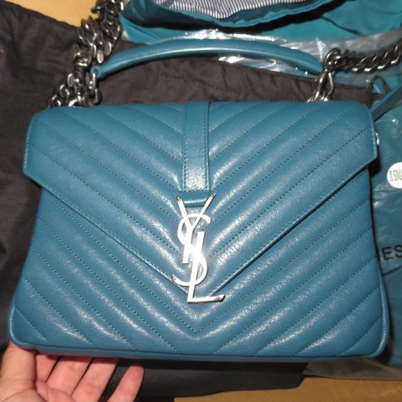 SAINT LAURENT Medium College Bag Peacock Green - Picture 4 of 17